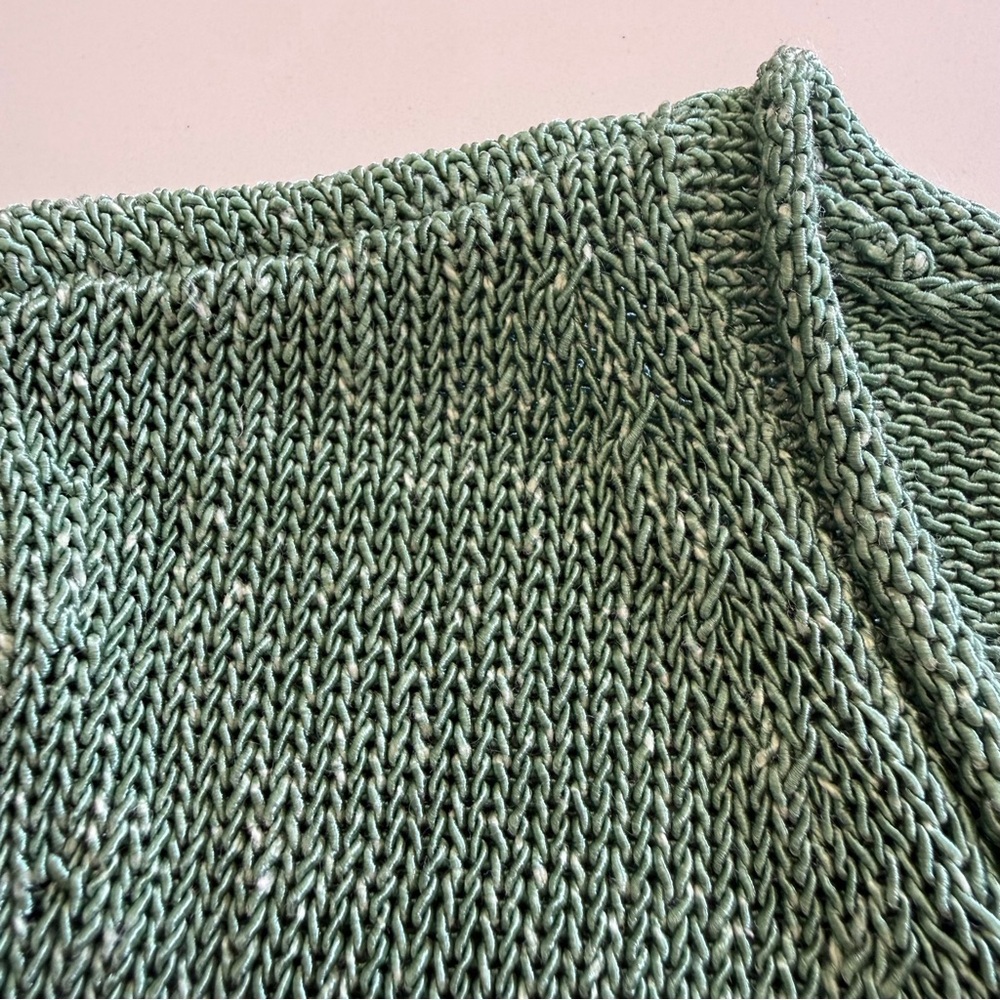 J. McLaughlin-Cotton Blend-Knit-V Roll Neck-Green-Sweater-Preppy-Costal-Size S - Picture 3 of 8